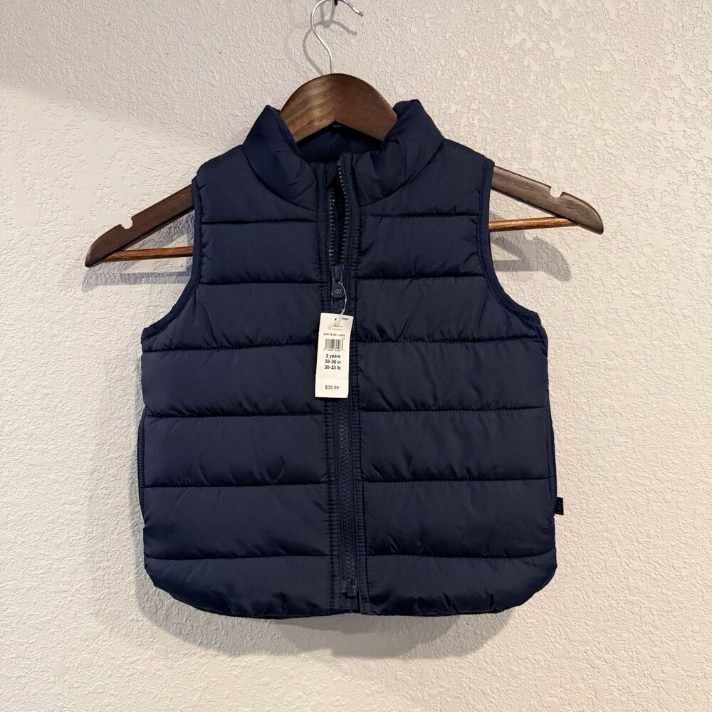 Baby Gap Kids Navy Puff Vest Size 2 Cold Control Water Resistant Fabric New